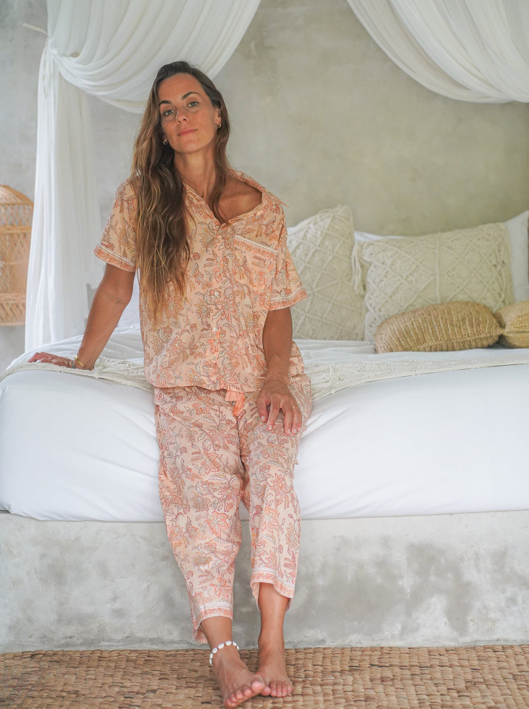 Long Pyjama Set - Coral Peach